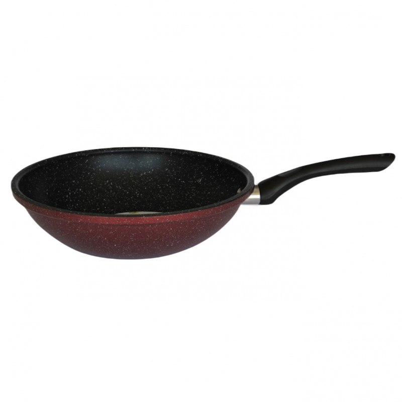 Wok τηγάνι Rosberg R51320G26, 26 cm, μαρμάρινη επίστρωση, Induction, Bordeaux melange