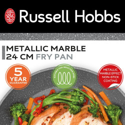 Τηγάνι Russell Hobbs RH02799EU7, 24 cm, Metallic Marble επίστρωση, Επαγωγή, Χωρίς PFOA, Γκρι