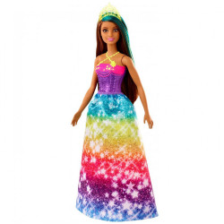 Κούκλα Barbie Dreamtopia, 29cm, Με glitter μπλουζάκι και πολύχρωμη φούστα, Πολύχρωμη