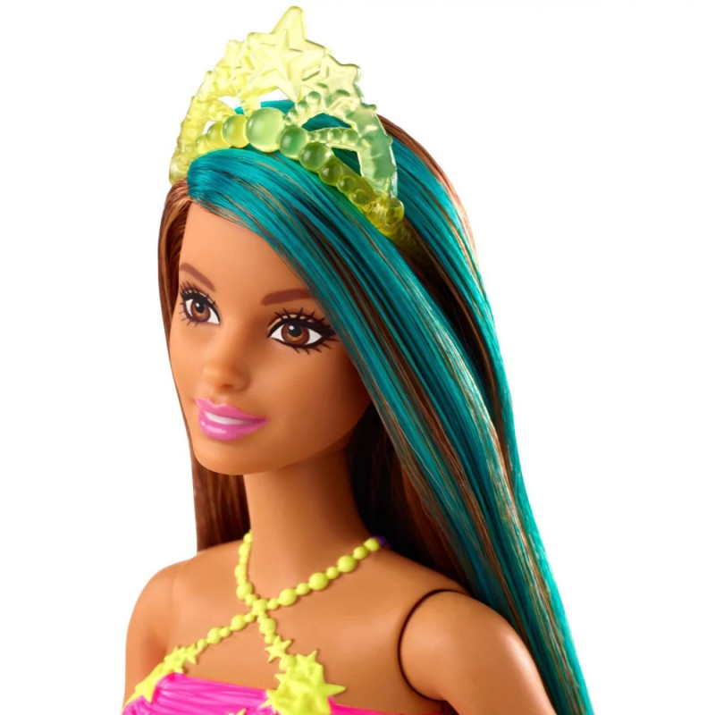 Κούκλα Barbie Dreamtopia, 29cm, Με glitter μπλουζάκι και πολύχρωμη φούστα, Πολύχρωμη