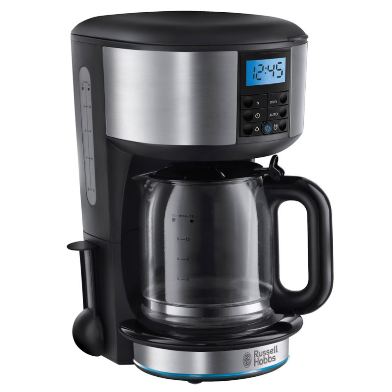Καφετιέρα Russell Hobbs 20680-56 Buckingham, 1000 W, 10 φλιτζάνια, 1,25 l, 24ωρο χρονόμετρο, σύστημα αντισταγόνου, Μαύρο/Ασημί