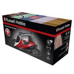 Σίδερο Russell Hobbs One Temperature 25090-56, 2600 W, Κεραμική πλάκα, Μία βέλτιστη θερμοκρασία, Αυτοκαθαριζόμενο, 0,35 l, Κόκκινο/μαύρο