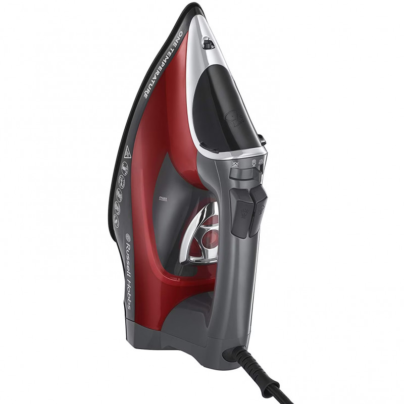 Σίδερο Russell Hobbs One Temperature 25090-56, 2600 W, Κεραμική πλάκα, Μία βέλτιστη θερμοκρασία, Αυτοκαθαριζόμενο, 0,35 l, Κόκκινο/μαύρο