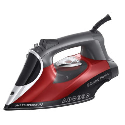 Σίδερο Russell Hobbs One Temperature 25090-56, 2600 W, Κεραμική πλάκα, Μία βέλτιστη θερμοκρασία, Αυτοκαθαριζόμενο, 0,35 l, Κόκκινο/μαύρο