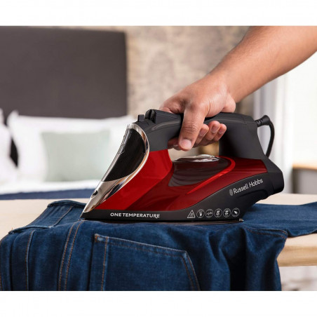 Σίδερο Russell Hobbs One Temperature 25090-56, 2600 W, Κεραμική πλάκα, Μία βέλτιστη θερμοκρασία, Αυτοκαθαριζόμενο, 0,35 l, Κόκκινο/μαύρο