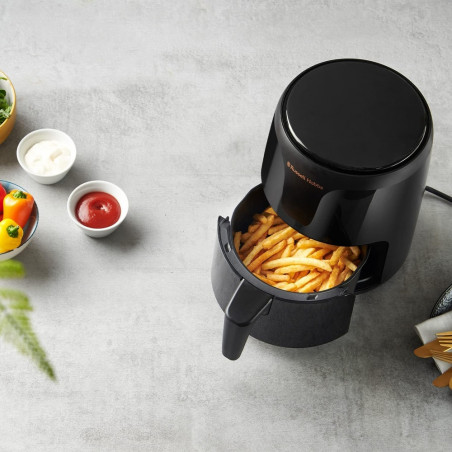 Μικρή φριτέζα αέρος AirFryer Russell Hobbs SatisFry 26500-56, 1100 W, 1.8 l, Χρονοδιακόπτη, Οθόνης αφής, Ρυθμιζόμενη θερμοκρασία, Μαύρο