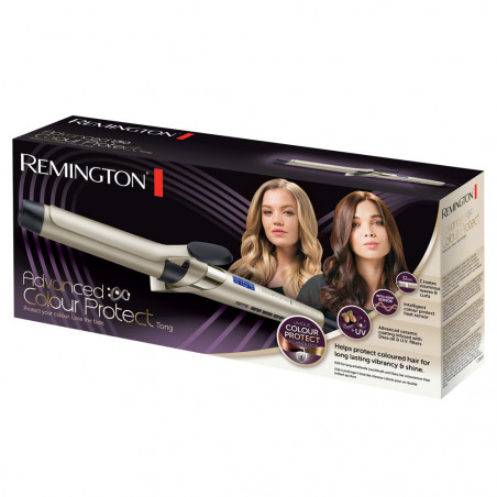 Ψαλίδι μαλλιών για μπούκλες Remington Advanced Colour Protect CI8605, Κεραμική επίστρωση εμποτισμένη με λάδι Shea, UV φίλτρα, Έξυπνος αισθητήρας, LCD, Max 210C, 32mm, Χρυσό