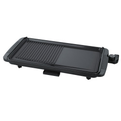 Ηλεκτρική ψησταριά Rosberg R51015H, 2000W, 49x26,5 cm, 2 ζώνες, Αντικολλητική, Μαύρο