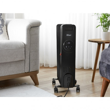 Καλοριφέρ Λαδιού Zilan ZLN8416, 2000 W, 9 πτερύγια, 3 βαθμίδες, Τηλεχειριστήριο, Θερμοστάτης, Μαύρο