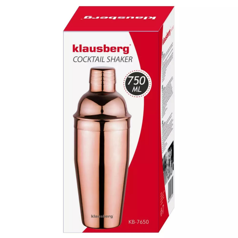 Σέικερ για κοκτέιλ Klausberg KB 7650, 750 ml, Φινίρισμα καθρέφτη, Ροζ-χρυσό