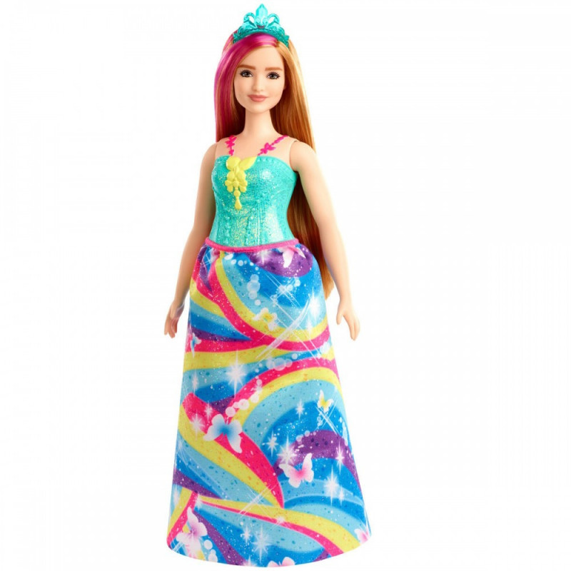 Κούκλα Barbie Dreamtopia, 29cm, Με glitter μπλουζάκι και πολύχρωμη φούστα, Πολύχρωμη