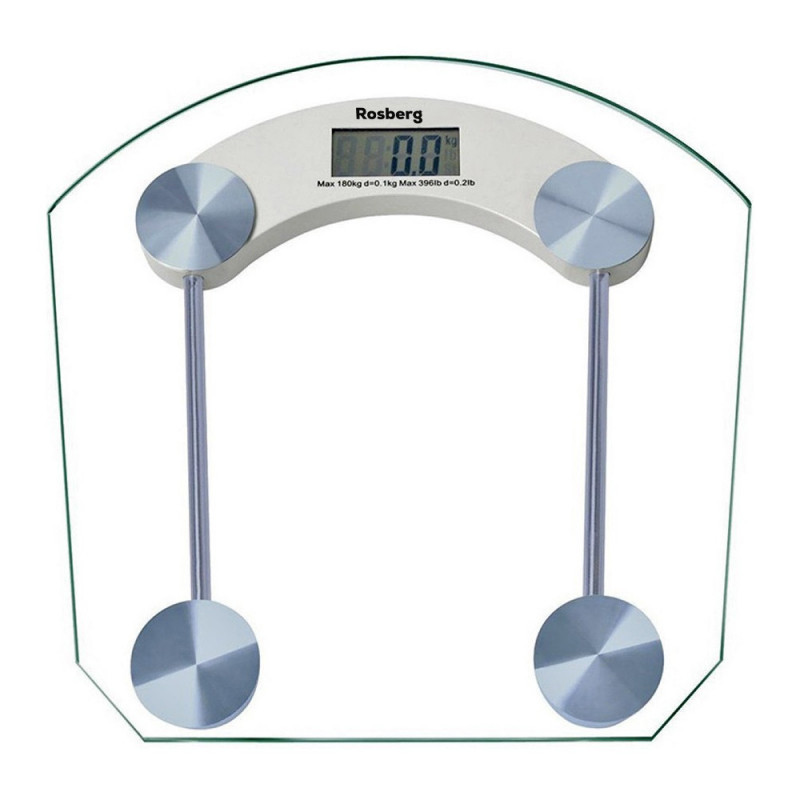 Ψηφιακή ζυγαριά μπάνιου Rosberg R51650B, 180 kg, LCD, Γυαλί