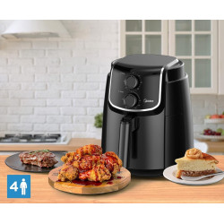 Φριτέζα αέρος AirFryer Midea MF-TN35D2, 1500W, 3.5 L, Τεχνολογία DUALCYCLONE Rapid Air, Μαύρο