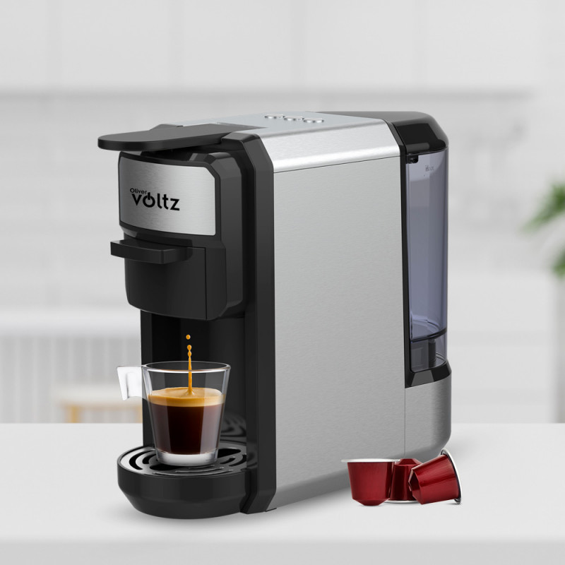 Μηχανή Espresso 8 σε 1 Oliver Voltz OV51171E5, 1450W, 19 bar, Γκρι/Μαύρο