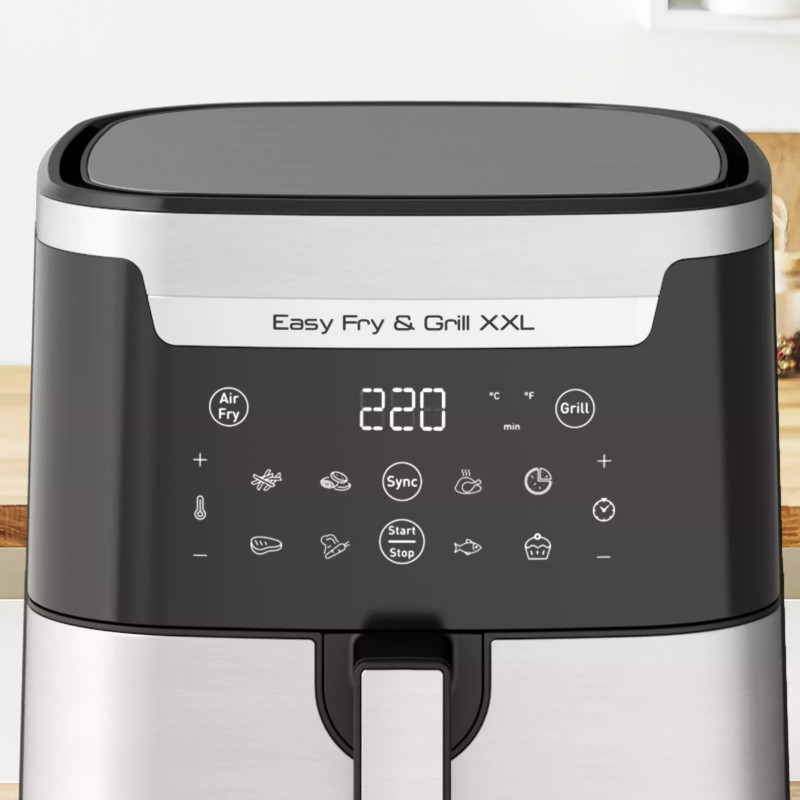 Φριτέζα αέρος Tefal EY801D15 Easy Fry & Grill XXL, 1830W, 6,5L, 8 αυτόματα προγράμματα, Χωρίς καπνό, Inox
