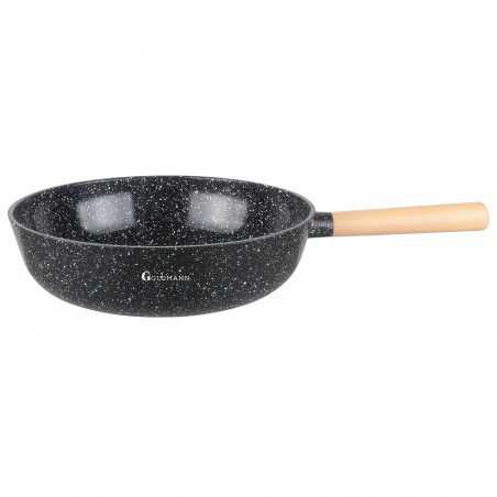 Wok Goldmann GM-0130, 30cm, Επικάλυψη μαρμάρου, Επαγωγή, Μαύρο