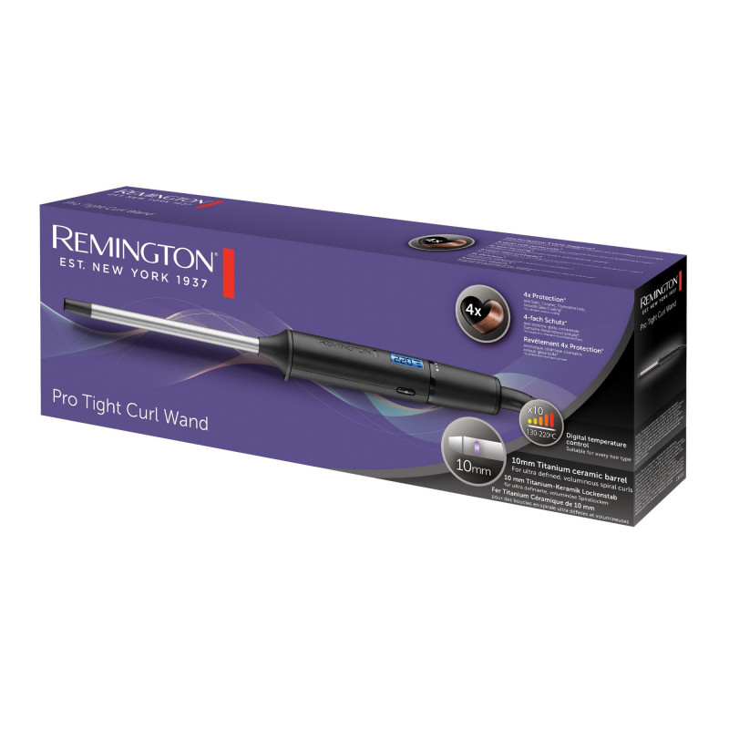 Ψαλίδι μαλλιών Remington CI6X10 Pro Curl, Επίστρωση 4 στρώσεων, Οθόνη LCD, Γρήγορη προθέρμανση, Αντιστατικό φινίρισμα, Μαύρο