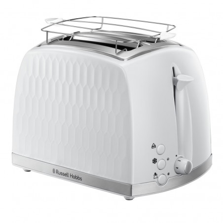 Φρυγανιέρα Russell Hobbs 26060-56, 850w, 2 Θέσεων, Λειτουργία ανύψωσης, Μεγάλες υποδοχές, Απόψυξη, Λευκό