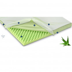 Τοπ στρώμα Dormeo Nature Aloe Vera II D110081454, 5cm, 120x200cm, 3D αφρός Orthocell, CleanEffect, Σύστημα AirX, Αντιολισθητικό, Λευκό/πράσινο