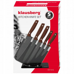 Σετ μαχαίρια με βάση  Klausberg KB 7616, 6 τεμαχίων, Ανοξείδωτο ατσάλι, Καφέ/Γκρι