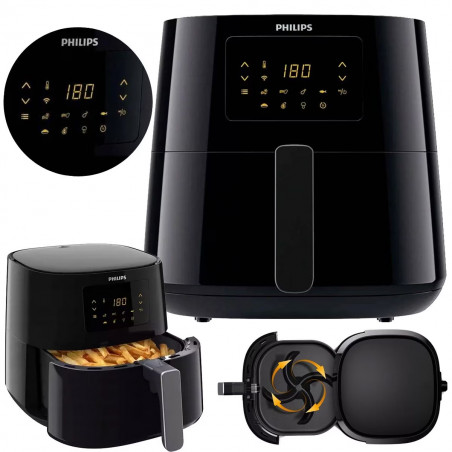 Φριτέζα αέρος Philips HD9280/70, 6.2L, 2000W, LED, 7 προεπιλεγμένα προγράμματα, 90% λιγότερα λιπαρά, Rapid Air, Μαύρο