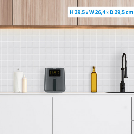 Φριτέζα αέρος Philips HD9255/60, 4.1lt, 1400W, Rapid Air, 7 προεπιλεγμένα προγράμματα, Διαθέτει σύνδεση με εφαρμογή, Γκρι