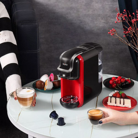 Μηχανή Espresso 8 σε 1 Oliver Voltz OV51171B5, 1450W, 19 bar, Μαύρο / κόκκινο