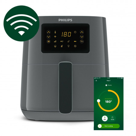 Φριτέζα αέρος Philips HD9255/60, 4.1lt, 1400W, Rapid Air, 7 προεπιλεγμένα προγράμματα, Διαθέτει σύνδεση με εφαρμογή, Γκρι