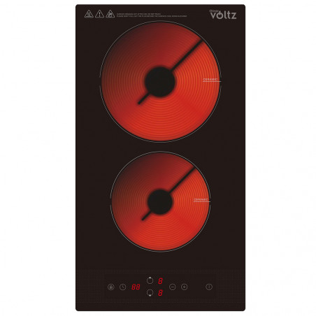 Εντοιχιζόμενη κεραμική εστία Oliver Voltz OV51445IR2, 3000W, Χρονοδιακόπτης, Παιδικό κλείδωμα, Μαύρο