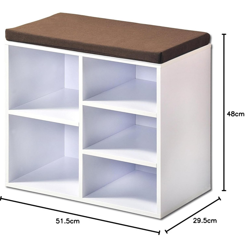 Παπουτσοθήκη Kesper 15915, 5 θήκες, Μαλακή επιφάνεια καθίσματος, Λευκό