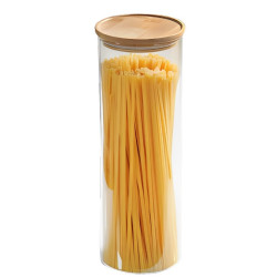 Βάζο αποθήκευσης Kesper 38011, 1,8l, Γυαλί, Καπάκι Μπαμπού, 10x30cm, Διαφανές
