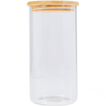 Βάζο αποθήκευσης Kesper 38009, 0,800l, Γυάλινο, Καπάκι από μπαμπού, 10x20cm, Διαφανές