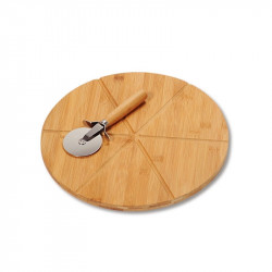 Σετ ξύλο κοπής πίτσας και μαχαίρι Kesper 58462, 32cm, Μπαμπού, Καφέ