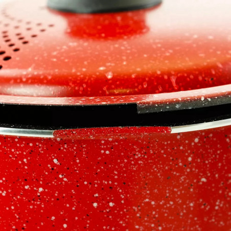 Κατσαρόλα ζυμαρικών Royalty Line RL-5.7APP, 5.7L, 24cm, Καπάκι αποστράγγισης, Επαγωγή, Κόκκινο