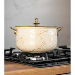 Κατσαρόλα Goldmann GM 8017-20B, 4L, 20x13cm, Εμαγιέ, Αντικολλητική επίστρωση, Επαγωγή, Χρυσό/Μάρμαρο