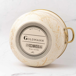 Κατσαρόλα Goldmann GM 8017-24B, 6.2L, 24x15cm, Εμαγιέ, Αντικολλητική επίστρωση, Επαγωγή, Χρυσό/Μάρμαρο