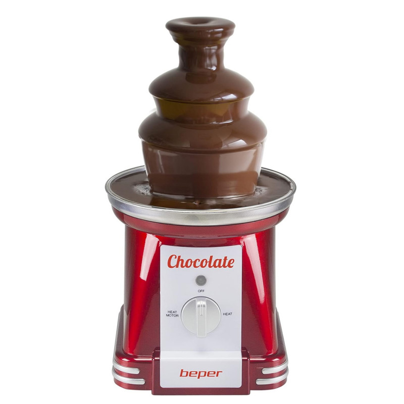 Σιντριβάνι σοκολάτας Beper P101CUD200, 90 W, 750 ml, 3 επίπεδα, Συνεχής κίνηση και σταθερή θερμοκρασία, Κόκκινο