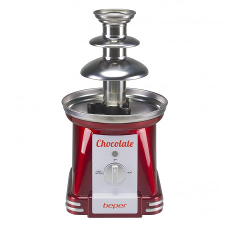 Σιντριβάνι σοκολάτας Beper P101CUD200, 90 W, 750 ml, 3 επίπεδα, Συνεχής κίνηση και σταθερή θερμοκρασία, Κόκκινο