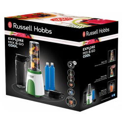 Μπλέντερ Russell Hobbs Explore Mix & Go Cool 25160-56, 300 W, 600 ml, Χωρίς BPA, Ανοξείδωτο ατσάλι, Εργονομική σχεδίαση, Λευκό/Πράσινο