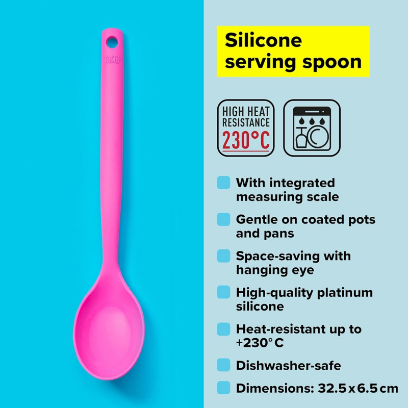 Κουτάλι σερβιρίσματος Tasty 678201, Μαλακή λαβή, 32,5 cm, Σιλικόνη, Ροζ