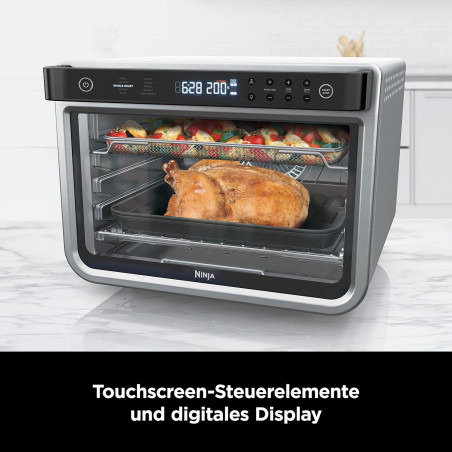 Πολυλειτουργικός φούρνος NINJA Foodi DT200EU, 2400W, 29L, Χρονοδιακόπτης, Convection, Οθόνη αφής, Ομοιόμορφο μαγείρεμα σε δύο επίπεδα, Inox/Μαύρο