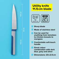 Мαχαίρι Universal Tasty 678241, Μαλακή λαβή, 11,5 cm, Ανοξείδωτο, Μπλε