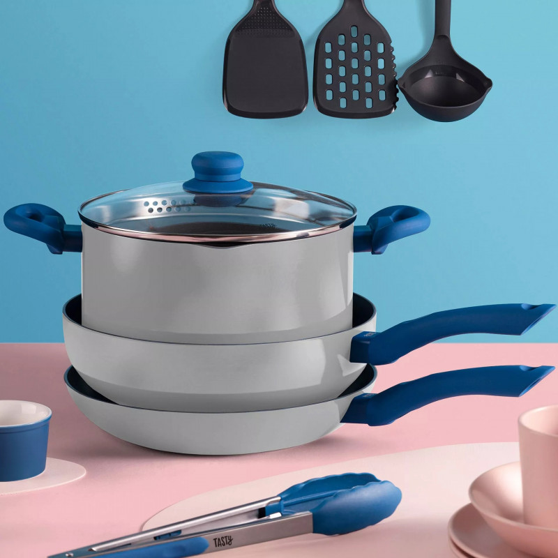 Τηγάνι Tasty 678513, 24 cm, Σύστημα διανομής λαδιού, Αλουμίνιο, Αντικολλητική επίστρωση, Μπλε