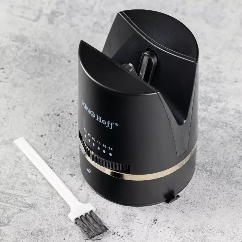 Ακονιστήρι μαχαιριών Kinghoff KH 1675, Tungsten, Ρύθμιση από 14 έως 24 μοίρες, Μαύρο