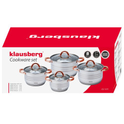 Σετ κατσαρόλα Klausberg KB 7699, 8 μέρη, Επαγωγή, Inox/χρυσό