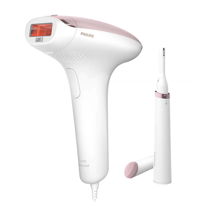 Αποτριχωτική μηχανή φωτογραφιών IPL Philips Lumea Advanced BRI920/00, 250000 παλμοί, SensoAdapt, Trimmer, Αφαιρούμενη κεφαλή, LED, Λευκό/ροζ