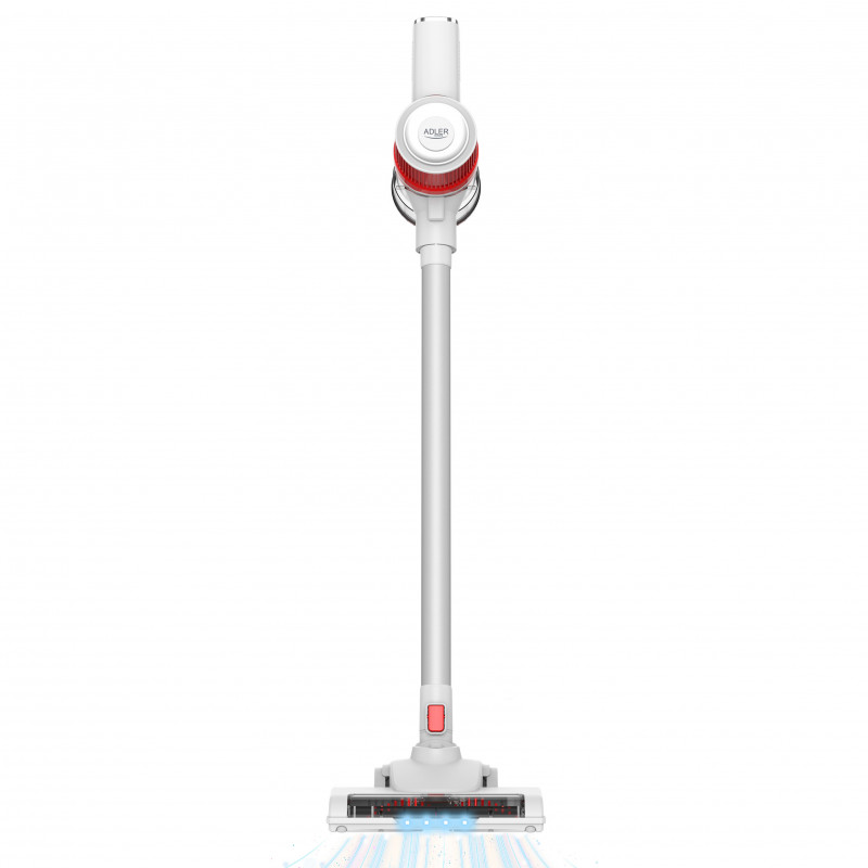 Κάθετη ηλεκτρική σκούπα Adler AD 7051, Ασύρματη, 11,7 kPa, 2200 mAh, 600 ml, 2 τρόποι λειτουργίας, Πλενόμενο φίλτρο, Λευκό/κόκκινο