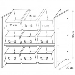 Ραφιέρα Παιδική Kesper 17706, Για παιδικό δωμάτιο, 9 υφασμάτινα κουτιά, 3 επίπεδα, Εικονογράφηση, Γκρι