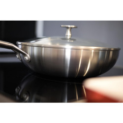 Τηγάνι Wok με καπάκι Royal van Kempen & Begeer CC003232-001, 3,6L, 28cm, Επικάλυψη διαμαντιού, Για φούρνο και επαγωγή, Ανοξείδωτο