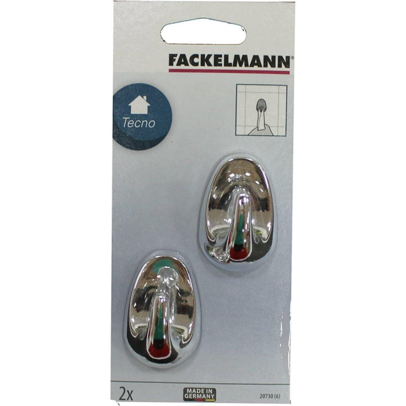 Σετ 2 αυτοκόλλητες κρεμάστρες Fackelmann 20730 Tecno, 5 cm, Chrome